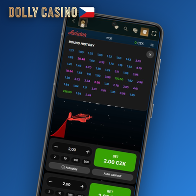 Ikona auto-cashoutu s cílovým multiplikátorem 2x v Dolly Casino Casino Aviator
