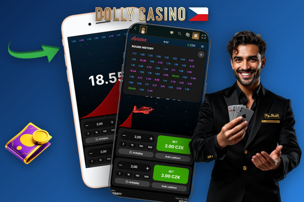 Symbolická ilustrace bankrollu a disciplíny při hraní Aviator v Dolly Casino Casino