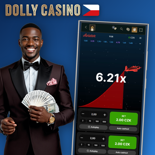 Červené letadlo stoupá s rostoucím multiplikátorem v Dolly Casino Casino Aviator
