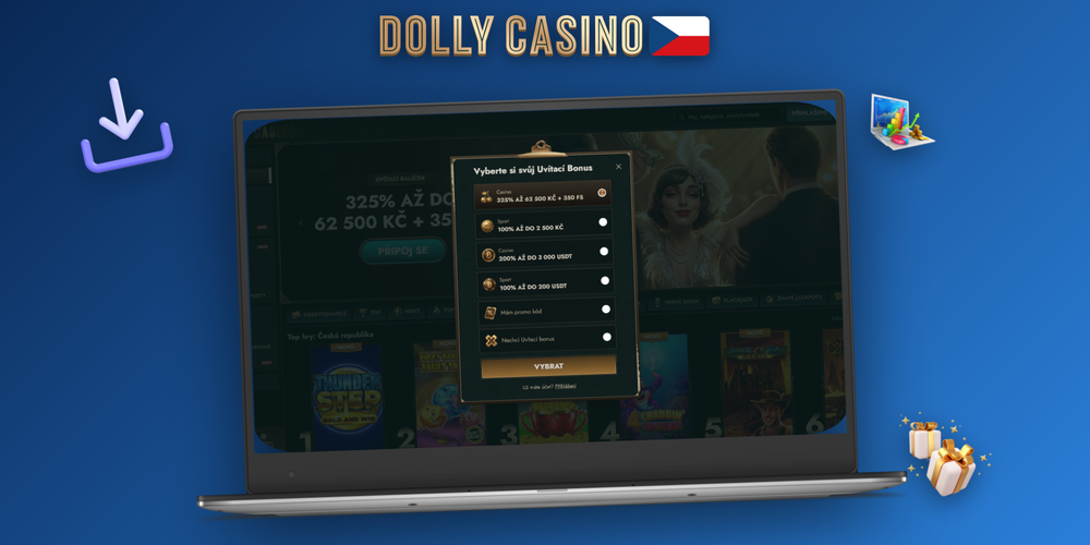 Hráč dokončuje registraci v Dolly Casino Casino CZ na notebooku