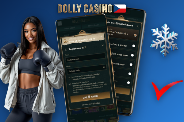 Ilustrace ověřovacího e-mailu od Dolly Casino Casino v poštovní schránce telefonu